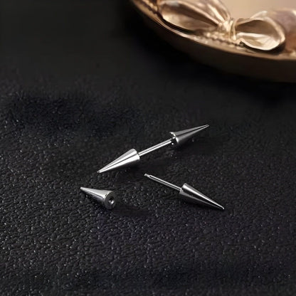 THE MEN THING Earring CYBER CONE SILVER - 3mm Pure Titanium Steel Arrow Stud Earrings for Men & Boys (2pcs)