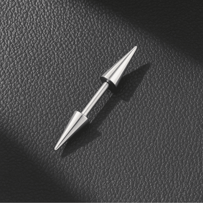 THE MEN THING Earring CYBER CONE SILVER - 3mm Pure Titanium Steel Arrow Stud Earrings for Men & Boys (2pcs)
