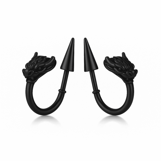 THE MEN THING Earring DRAKO BLACK - Pure Titanium Steel Arrow Stud Earrings for Men & Boys (2pcs)
