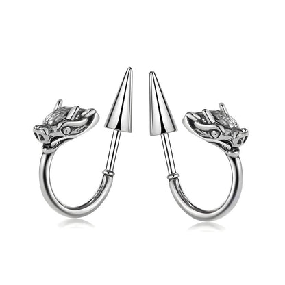 THE MEN THING Earring DRAKO SILVER - Pure Titanium Steel Arrow Stud Earrings for Men & Boys (2pcs)