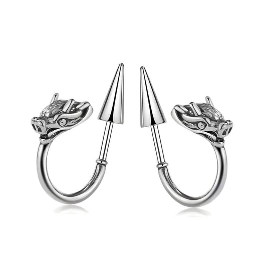 THE MEN THING Earring DRAKO SILVER - Pure Titanium Steel Arrow Stud Earrings for Men & Boys (2pcs)