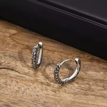THE MEN THING Earring FLEUR BLOSSOM - 10mm Pure Titanium Steel Hoop Earrings for Men & Boys (2pcs)