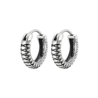 THE MEN THING Earring GRIM COIL - Pure Titanium Steel Hoop Earrings for Men & Boys (2pcs)