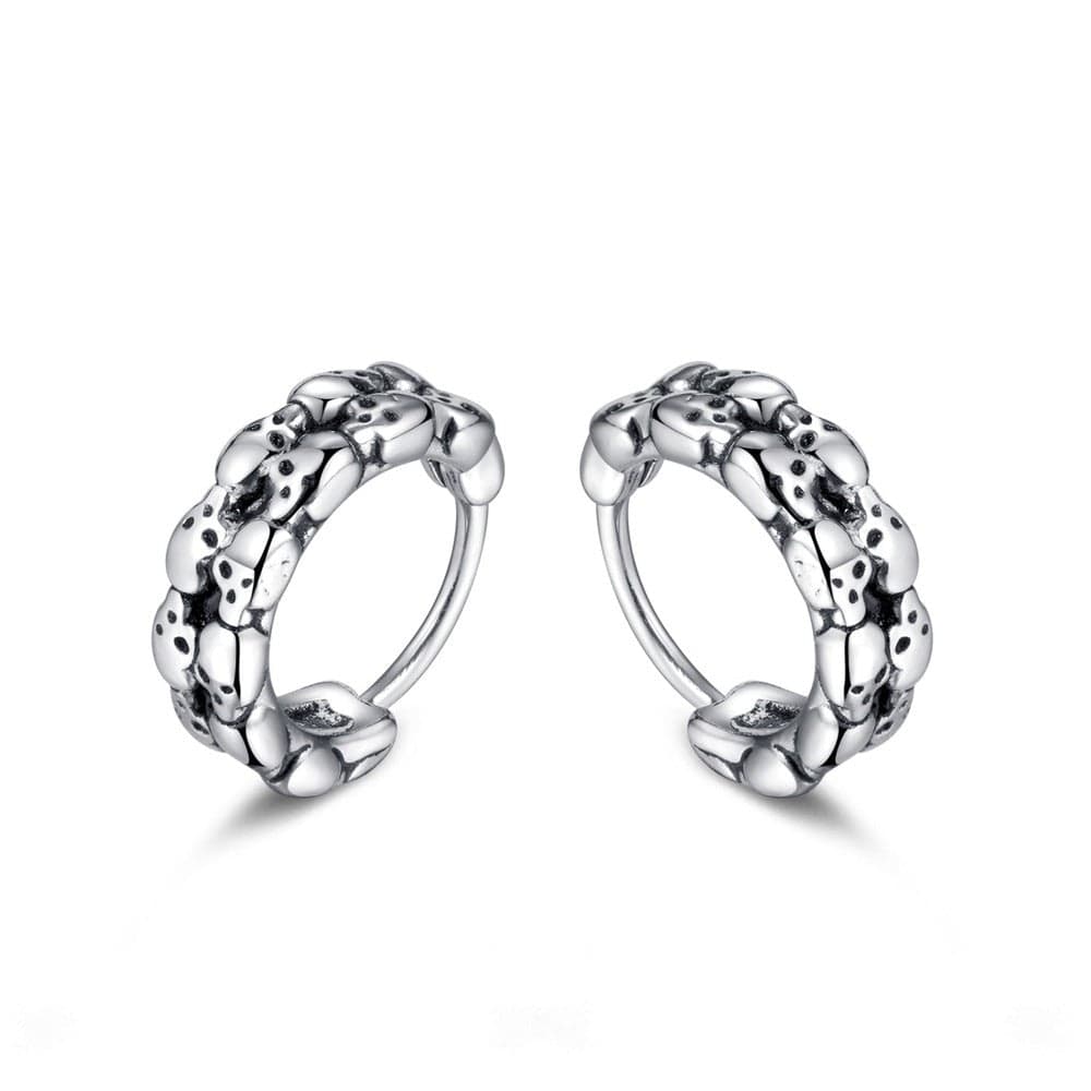 THE MEN THING Earring HALO SKULL  - Titanium Steel Hoop Earrings for Men & Boys (2 Pcs)