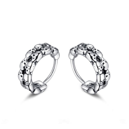 THE MEN THING Earring HALO SKULL  - Titanium Steel Hoop Earrings for Men & Boys (2 Pcs)