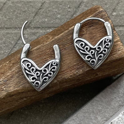 THE MEN THING Earring HEART LOCKS - 10mm Pure Titanium Steel Hoop Earrings for Men & Boys (2pcs)