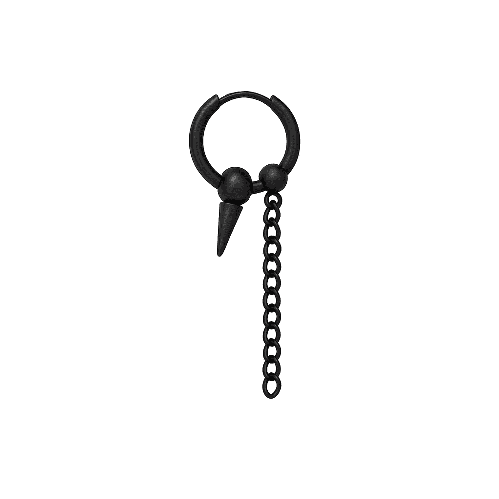 THE MEN THING Earring HEX SPIKE BLACK - Pure Titanium Steel Hoop Earrings for Men & Boys (2pcs)