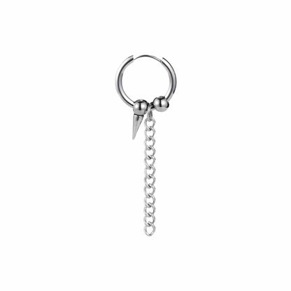 THE MEN THING Earring HEX SPIKE SILVER - Pure Titanium Steel Hoop Earrings for Men & Boys (2pcs)