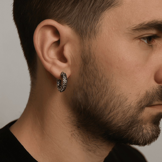 THE MEN THING Earring INFERNO COIL - 10mm Pure Titanium Steel Hoop Earrings for Men & Boys (2pcs)