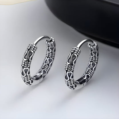 THE MEN THING Earring INFERNO COIL - 10mm Pure Titanium Steel Hoop Earrings for Men & Boys (2pcs)
