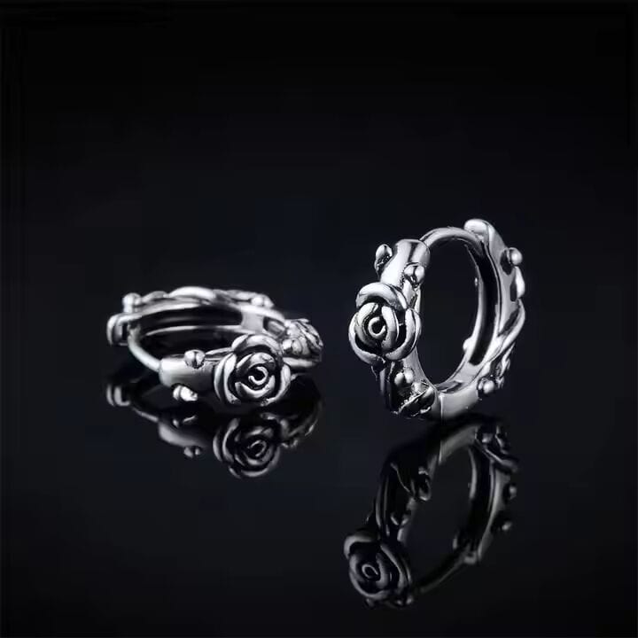 THE MEN THING Earring IRONROSE CRESTS - 10mm Pure Titanium Steel Hoop Earrings for Men & Boys (2pcs)