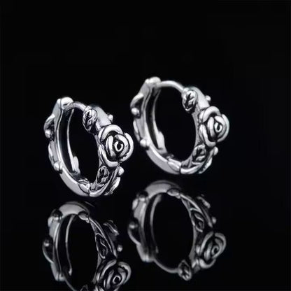 THE MEN THING Earring IRONROSE CRESTS - 10mm Pure Titanium Steel Hoop Earrings for Men & Boys (2pcs)