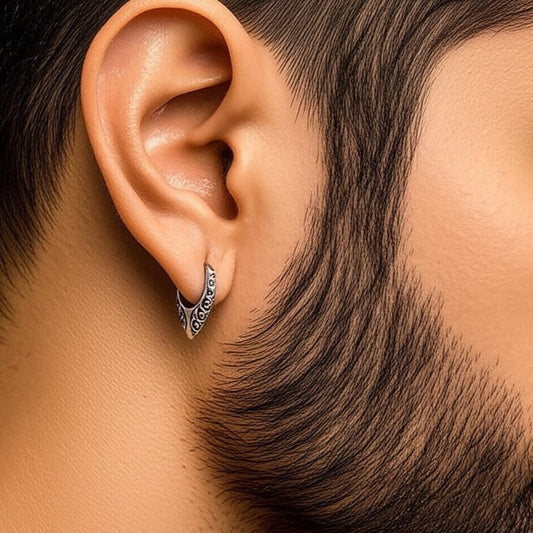 THE MEN THING Earring KRAKEN EDGE - 10mm Titanium Steel Hoop Earrings for Men & Boys (2pcs)
