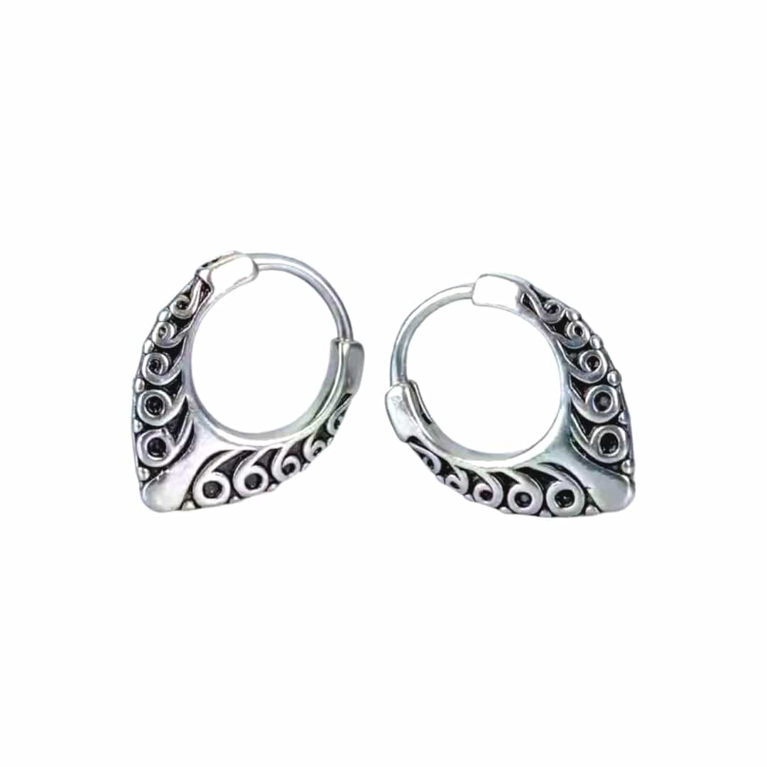 THE MEN THING Earring KRAKEN EDGE - 10mm Titanium Steel Hoop Earrings for Men & Boys (2pcs)