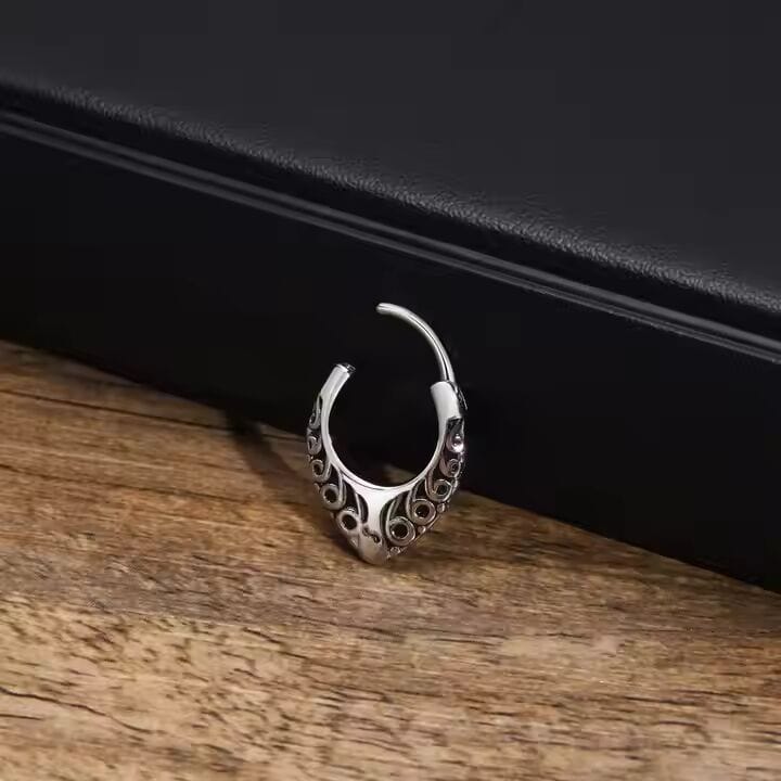 THE MEN THING Earring KRAKEN EDGE - 10mm Titanium Steel Hoop Earrings for Men & Boys (2pcs)