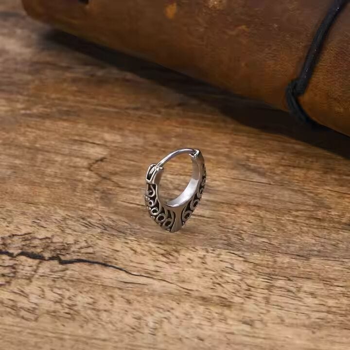 THE MEN THING Earring KRAKEN EDGE - 10mm Titanium Steel Hoop Earrings for Men & Boys (2pcs)