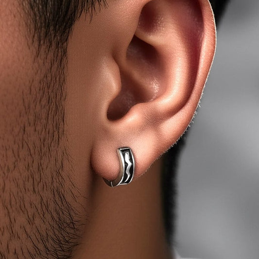 THE MEN THING Earring KRATOS - 10mm Pure Titanium Steel Hoop Earrings for Men & Boys (2pcs)