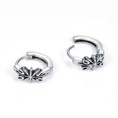 THE MEN THING Earring LOTUS  - Titanium Steel Hoop Earrings for Men & Boys (2pcs)