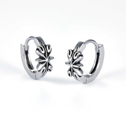 THE MEN THING Earring LOTUS  - Titanium Steel Hoop Earrings for Men & Boys (2pcs)