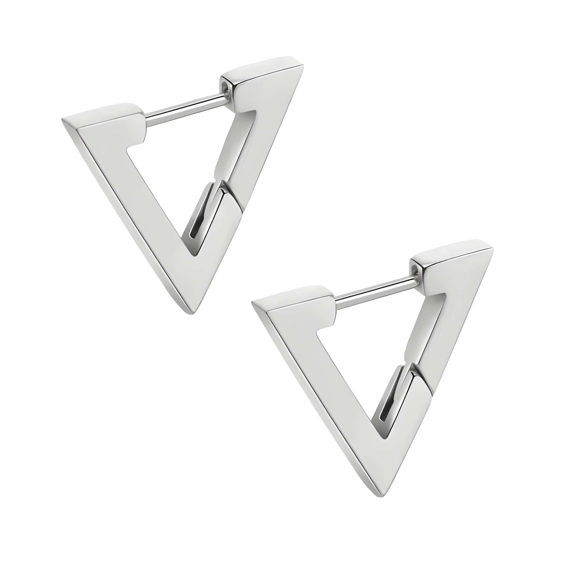 THE MEN THING Earring SILVER ATLAS - Pure Titanium Steel Hoop Earrings for Men & Boys (2pcs)