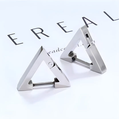 THE MEN THING Earring SILVER ATLAS - Pure Titanium Steel Hoop Earrings for Men & Boys (2pcs)