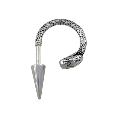 THE MEN THING Earring SILVER COBRA SPIRAL - 6mm Pure Titanium Steel Hoop Earrings for Men & Boys (2pcs)