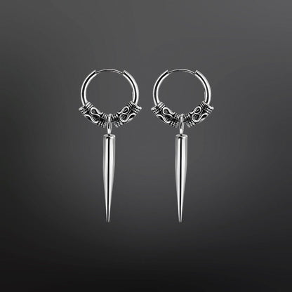 THE MEN THING Earring SILVER LOKI’S FANG - 14mm Pure Titanium Steel Hoop Earrings for Men & Boys (2pcs)