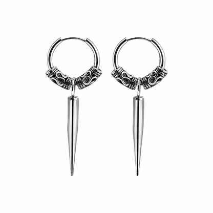 THE MEN THING Earring SILVER LOKI’S FANG - 14mm Pure Titanium Steel Hoop Earrings for Men & Boys (2pcs)