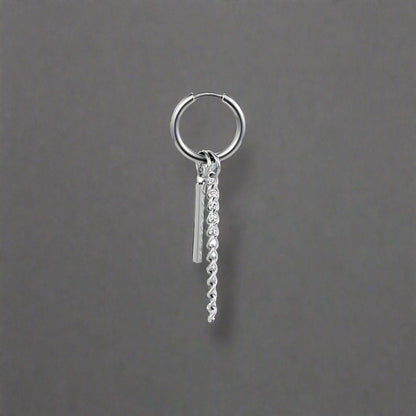 THE MEN THING Earring SILVER PRISM DROP - 2.5mm Pure Titanium Steel Hoop Earrings for Men & Boys (2pcs)