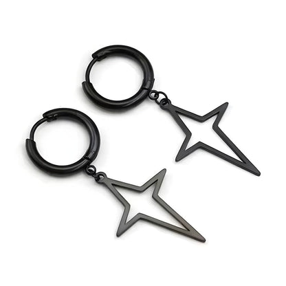 THE MEN THING Earring STELLAR NOIR BLACK - Pure Titanium Steel Hoop Earrings for Men & Boys (2pcs)