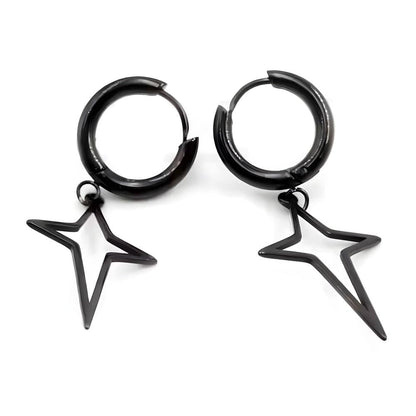 THE MEN THING Earring STELLAR NOIR BLACK - Pure Titanium Steel Hoop Earrings for Men & Boys (2pcs)