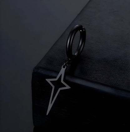 THE MEN THING Earring STELLAR NOIR BLACK - Pure Titanium Steel Hoop Earrings for Men & Boys (2pcs)