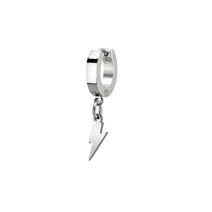 THE MEN THING Earring STORM LINK SILVER - Pure Titanium Steel Hoop Earrings for Men & Boys (2pcs)