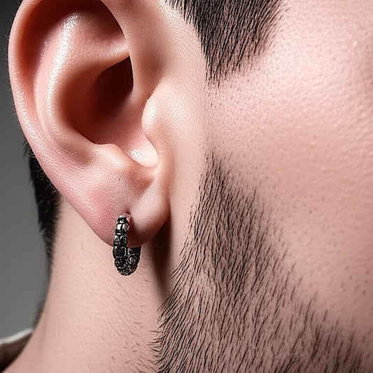 THE MEN THING Earring VANDAL SKULLS - Pure Titanium Steel Hoop Earrings for Men & Boys (2pcs)