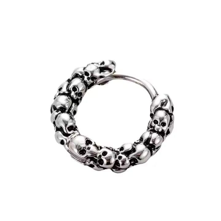THE MEN THING Earring VANDAL SKULLS - Pure Titanium Steel Hoop Earrings for Men & Boys (2pcs)