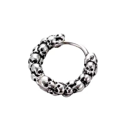 THE MEN THING Earring VANDAL SKULLS - Pure Titanium Steel Hoop Earrings for Men & Boys (2pcs)
