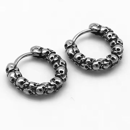 THE MEN THING Earring VANDAL SKULLS - Pure Titanium Steel Hoop Earrings for Men & Boys (2pcs)
