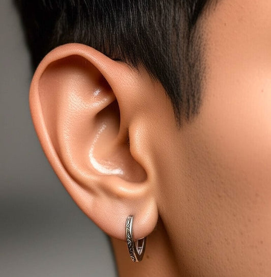 THE MEN THING Earring VOID ARC - 5mm Pure Titanium Steel Hoop Earrings for Men & Boys (2pcs)