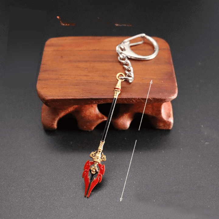 THE MEN THING KeyChains STAFF OF HOMA - Genshin Impact Anime Keychain | Game Xiao Cosplay Alloy Weapon Keychain for Men & Boy