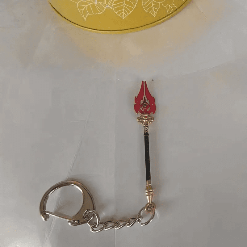 THE MEN THING KeyChains STAFF OF HOMA - Genshin Impact Anime Keychain | Game Xiao Cosplay Alloy Weapon Keychain for Men & Boy
