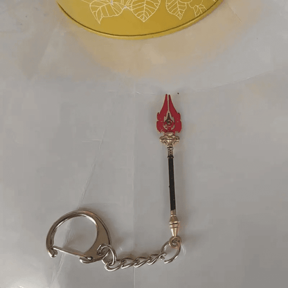 THE MEN THING KeyChains STAFF OF HOMA - Genshin Impact Anime Keychain | Game Xiao Cosplay Alloy Weapon Keychain for Men & Boy