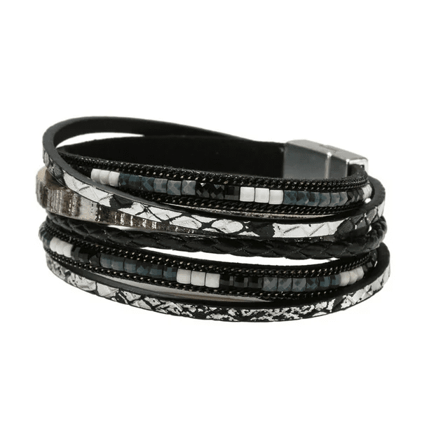 THE MEN THING Leather Bracelet BOHEMIAN BLISS - Multiple Genuine Braided Leather Bracelet Set for Men & Boys (8 inch)