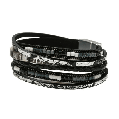 THE MEN THING Leather Bracelet BOHEMIAN BLISS - Multiple Genuine Braided Leather Bracelet Set for Men & Boys (8 inch)