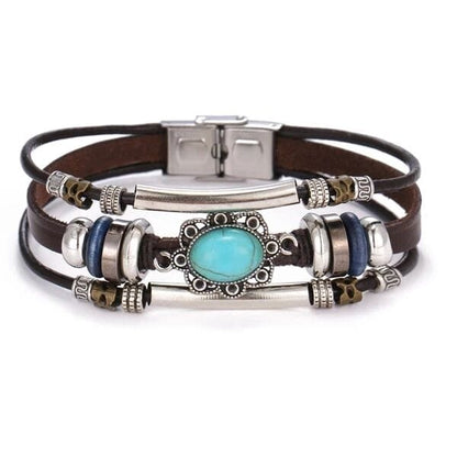 THE MEN THING Leather Bracelet BRONZE KNIGHT - Genuine Braided Leather Bracelet Set for Men & Boys (8 inch)