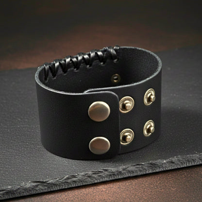 THE MEN THING Leather Bracelet CRUSADER CROSS - 45mm Genuine Leather Adjustable Bracelet for Men & Boys (9 inch)