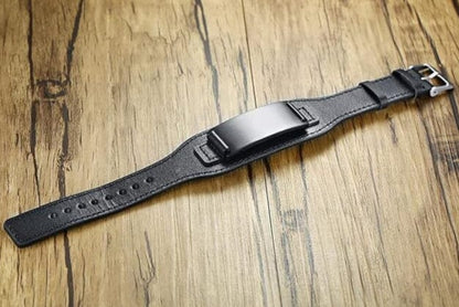 THE MEN THING Leather Bracelet DARKMATTER STRAP BLACK - Genuine Braided Leather Bracelet Set for Men & Boys (8 inch)