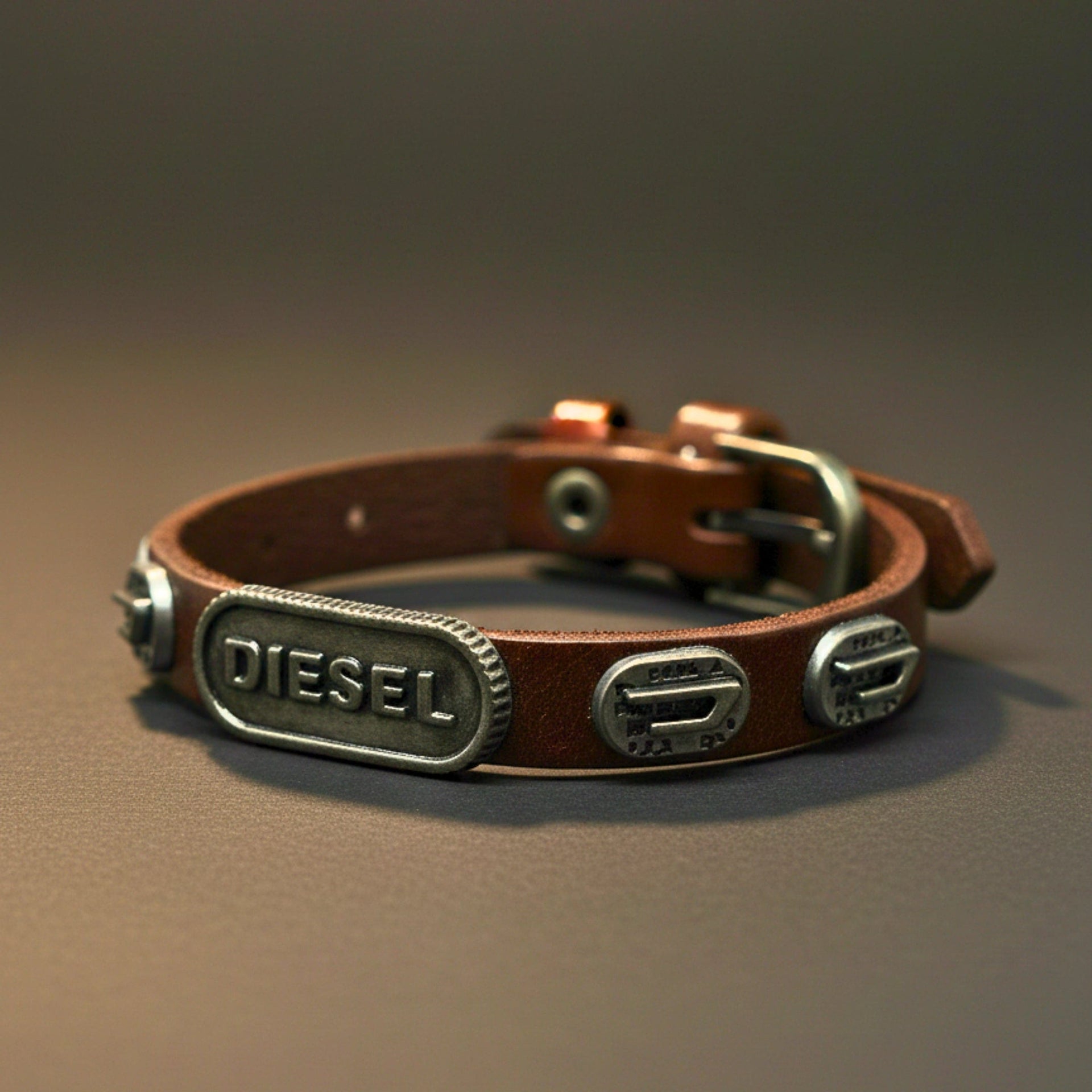 THE MEN THING Leather Bracelet DIESEL RETRO - 10mm Brown Genuine Leather Adjustable Bracelet for Men & Boys (9.8 inch)