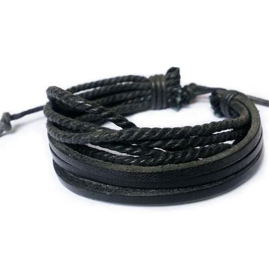THE MEN THING Leather Bracelet DOMINATOR CUFF - Genuine Braided Leather Bracelet Set for Men & Boys (8 inch)