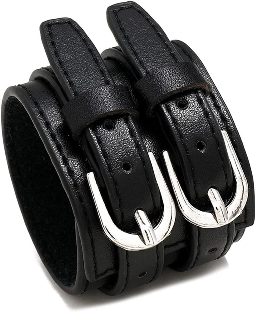 THE MEN THING Leather Bracelet DUSKFANG STRAP BLACK - Genuine Braided Leather Bracelet Set for Men & Boys (8 inch)