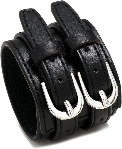 THE MEN THING Leather Bracelet DUSKFANG STRAP BLACK - Genuine Braided Leather Bracelet Set for Men & Boys (8 inch)